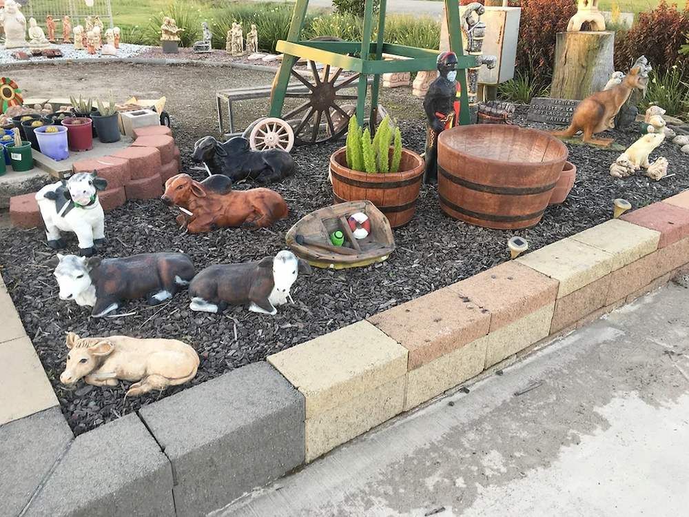A Garden With a Lot of Statues of Animals and Plants — Blue River Landscape Supplies in Foulden, QLD