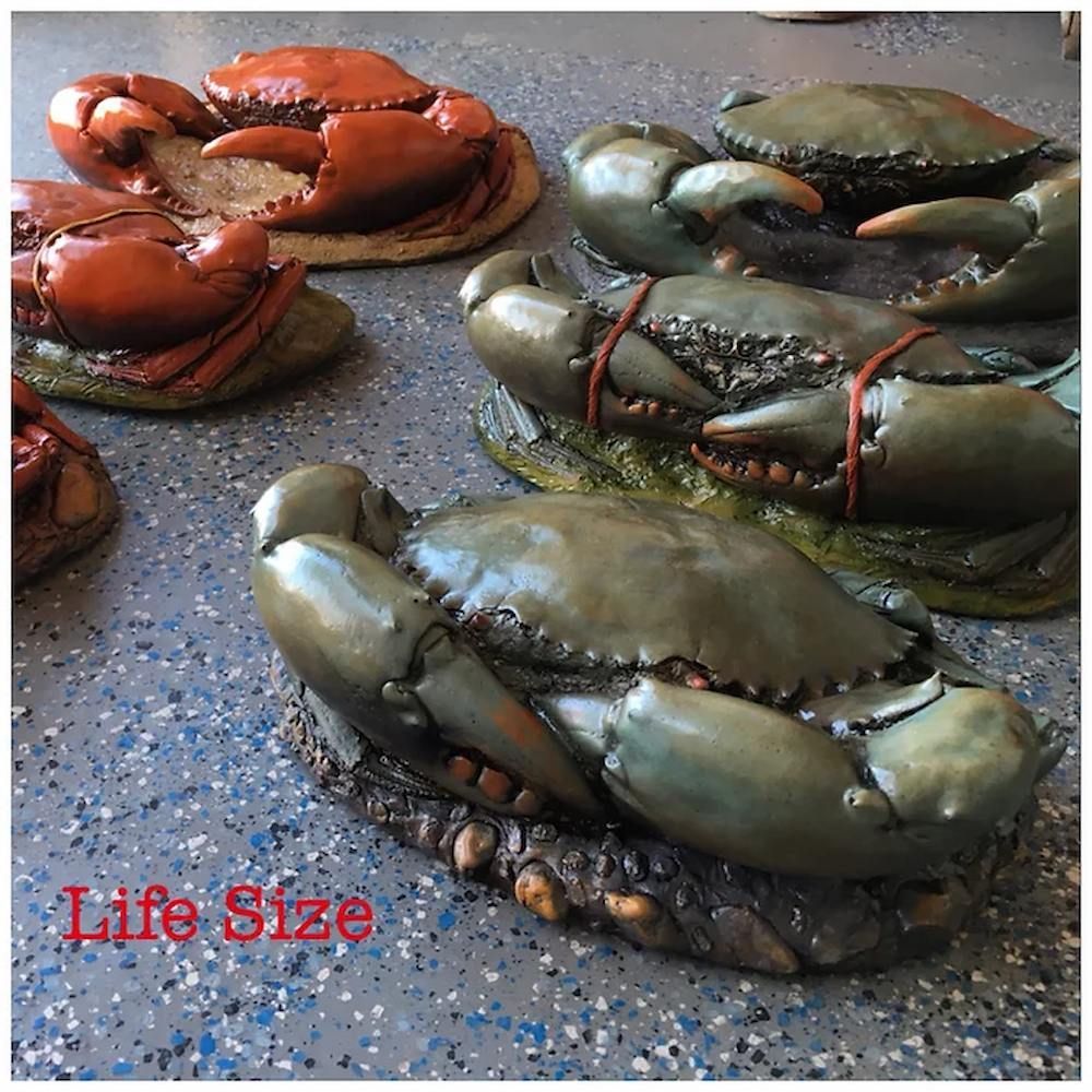 Life Size Crabs Are Sitting on a Concrete Surface — Blue River Landscape Supplies in Foulden, QLD