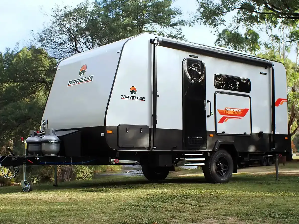 Rugged exterior of Traveller Caravan from Southern Design RV, Ballarat