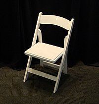 White Wooden Frame with Padded Seat — Royal Oak, MI — C & N Party Rentals