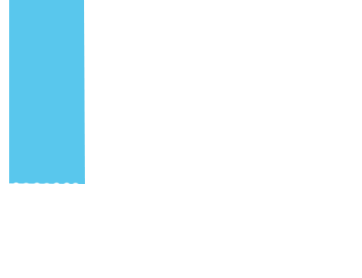A blue ribbon is being cut in half on a white background.