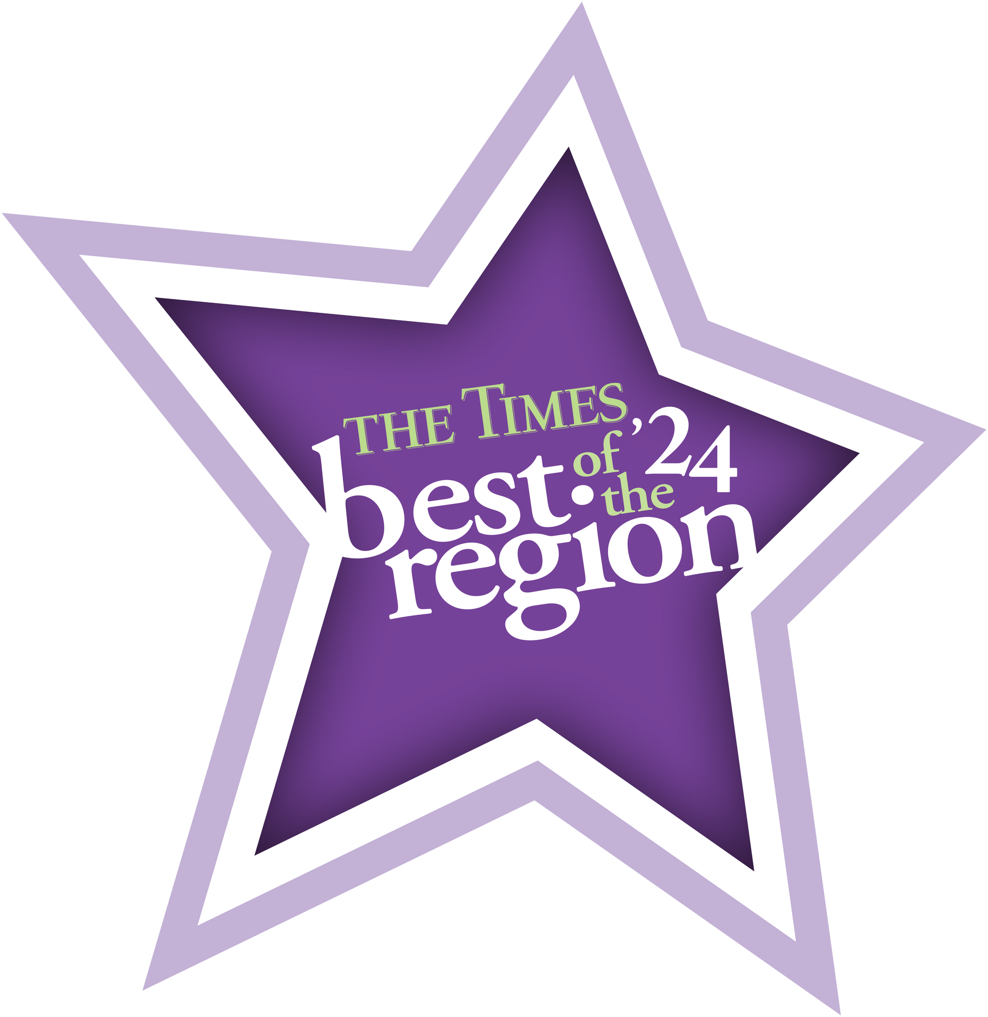 A purple star that says the times best of the region