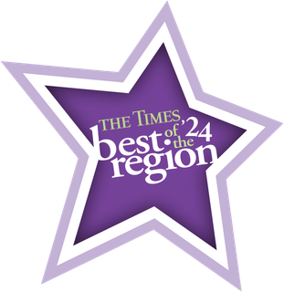 A purple star that says the times best of the region