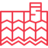 An icon of a roof with a ladder on top of it.