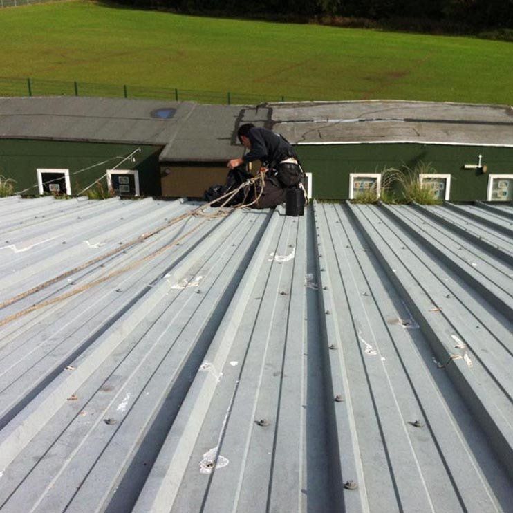 Commercial gutter to clean using safety harness, Chatham, Kent