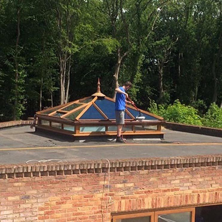 Lantern roof clean using water fed pole in Hartley, Kent