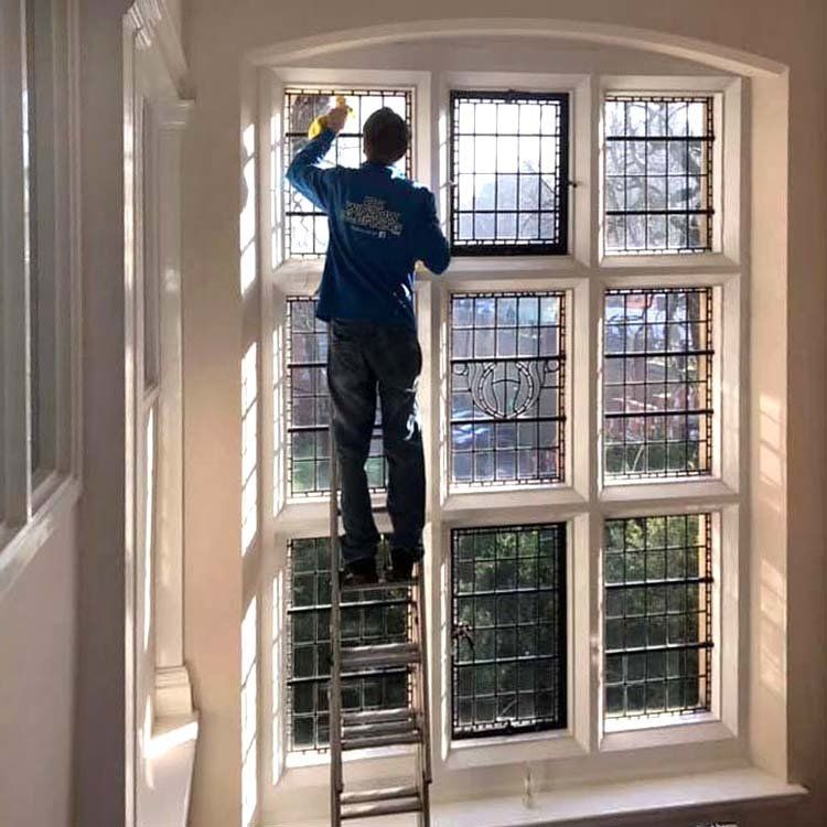 Internal traditional window clean in The Captains House Chatham Dockyard, Kent