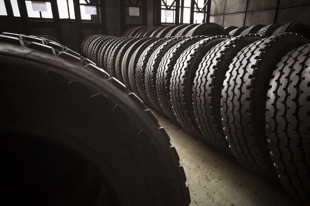 Rows of tyres on the shop floor