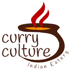 A logo for a restaurant called curry culture indian eatery