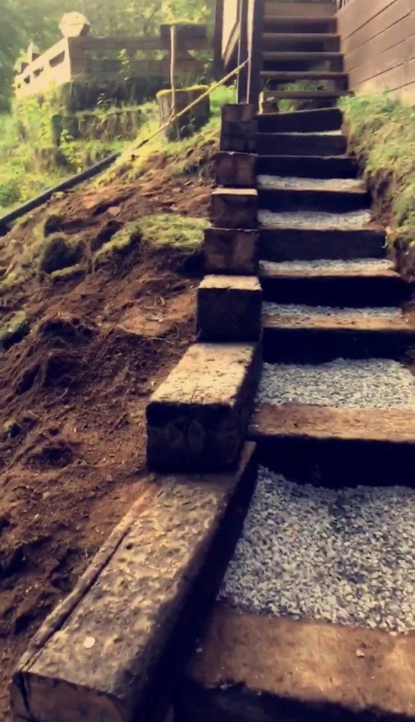 Dry creek bed for drainage