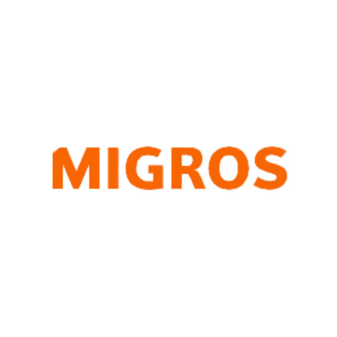 Das Logo der Migros ist orange auf weißem Hintergrund