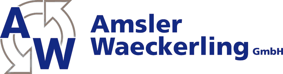 Ein blau-weißes Logo für die Amsler Waeckerling GmbH