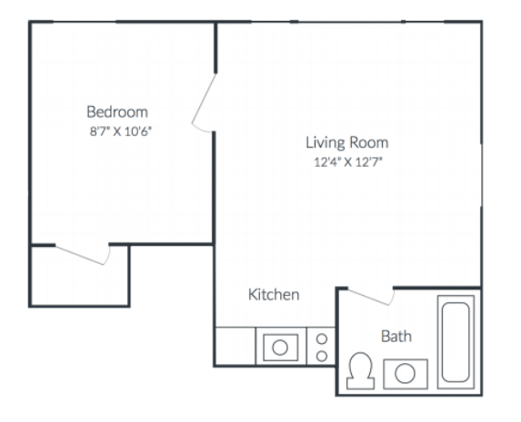 1 bedroom 1 bathroom, 880 square feet floor plan