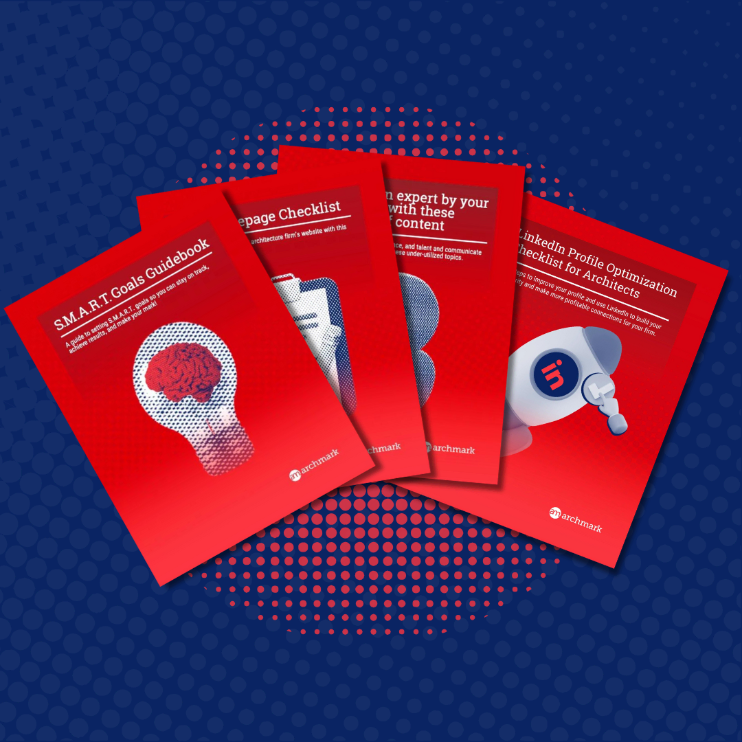 A bunch of red brochures with a blue background