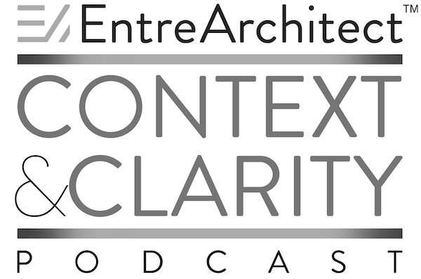a logo for entre architect context & clarity podcast