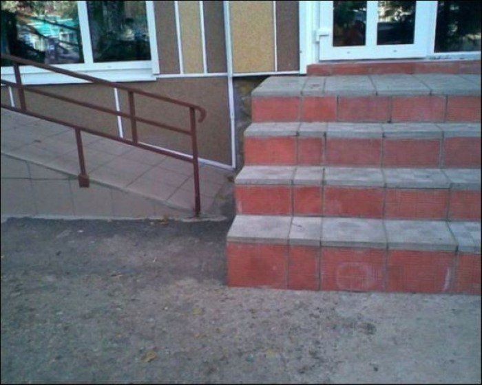 a ramp leading up to a set of stairs