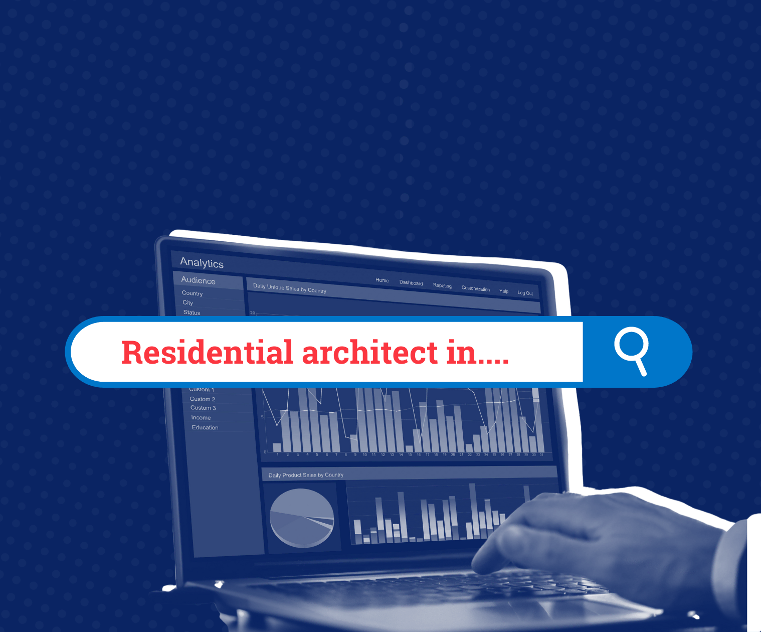 A person is searching for a residential architect on a laptop