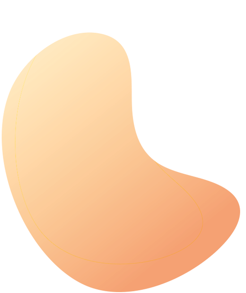 A smooth, abstract, bean-shaped blob with a soft gradient transitioning from light yellow to orange.