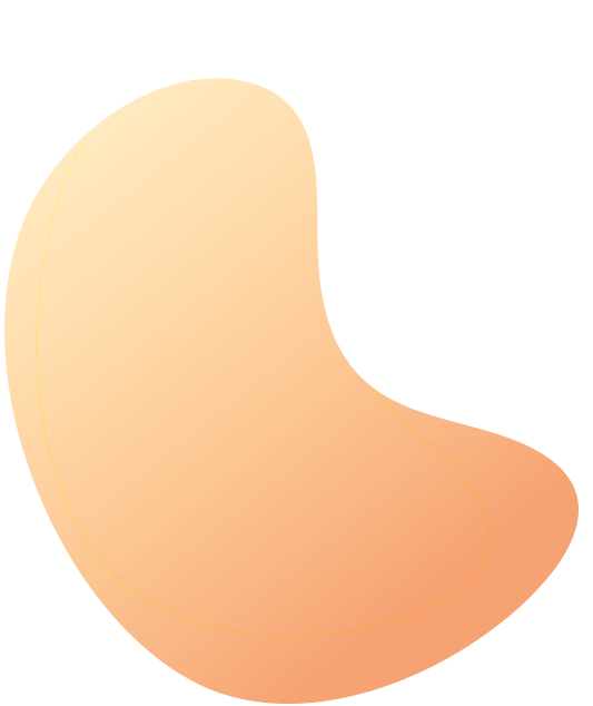 A smooth, abstract, bean-shaped blob with a soft gradient transitioning from light yellow to orange.