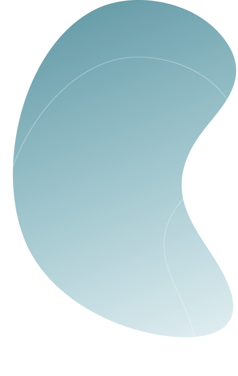 A light blue, crescent-shaped abstract form with a smooth, gradient texture.