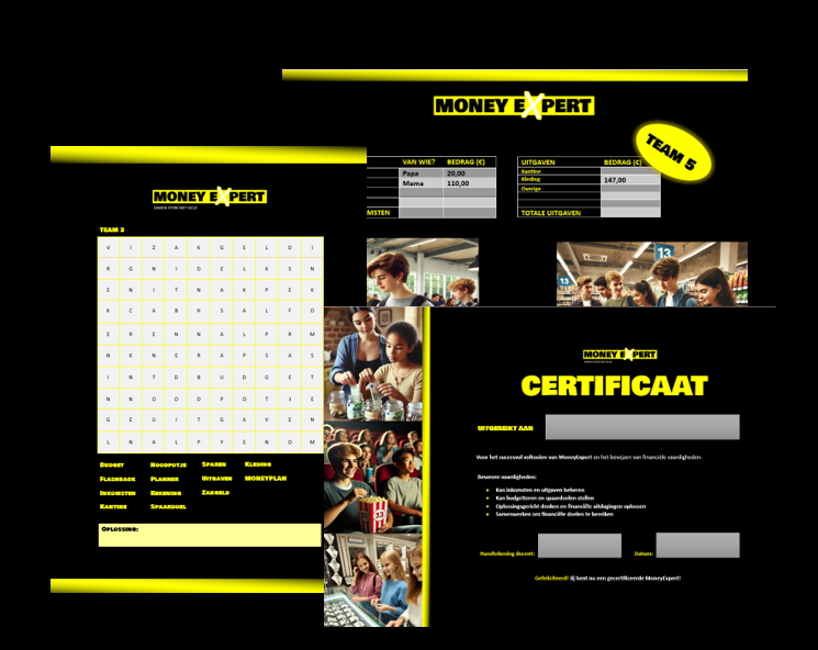 Een certificaat van een gelddeskundige wordt op een zwarte achtergrond weergegeven