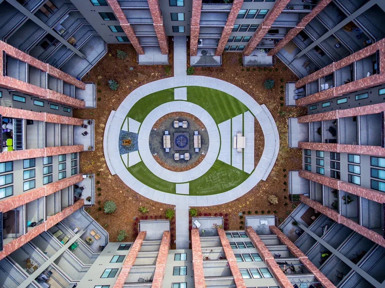 4th West Rooftop Amenity design by Loft Six Four - drone shot by Chase Gallegos