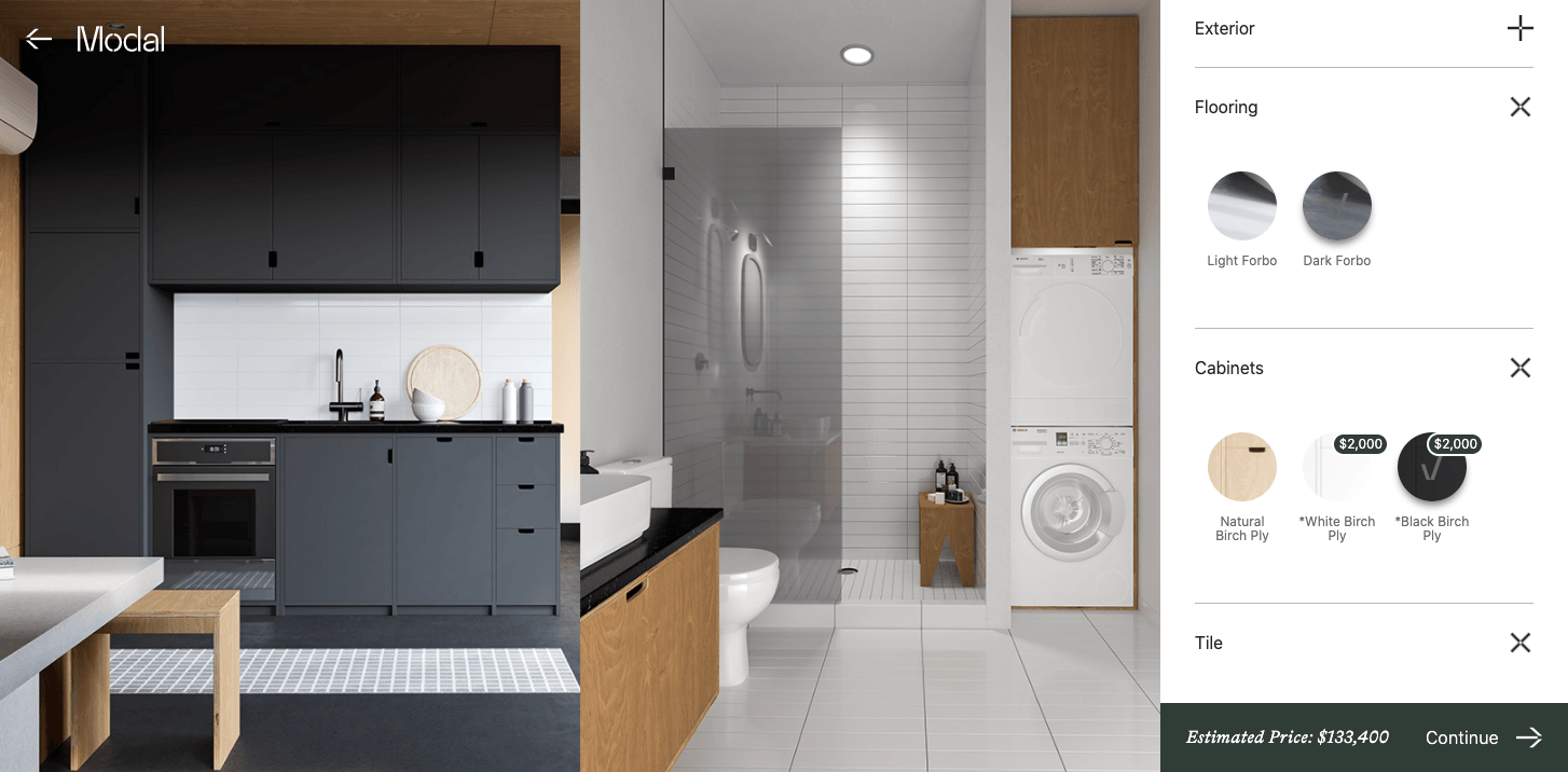 Modal Living - Prefab Configurator customer facing view - v2