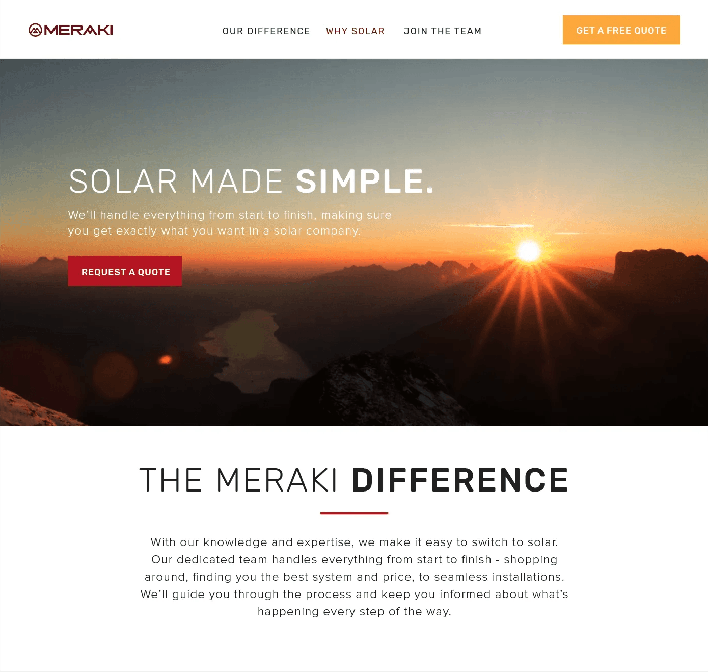 Meraki Solar website