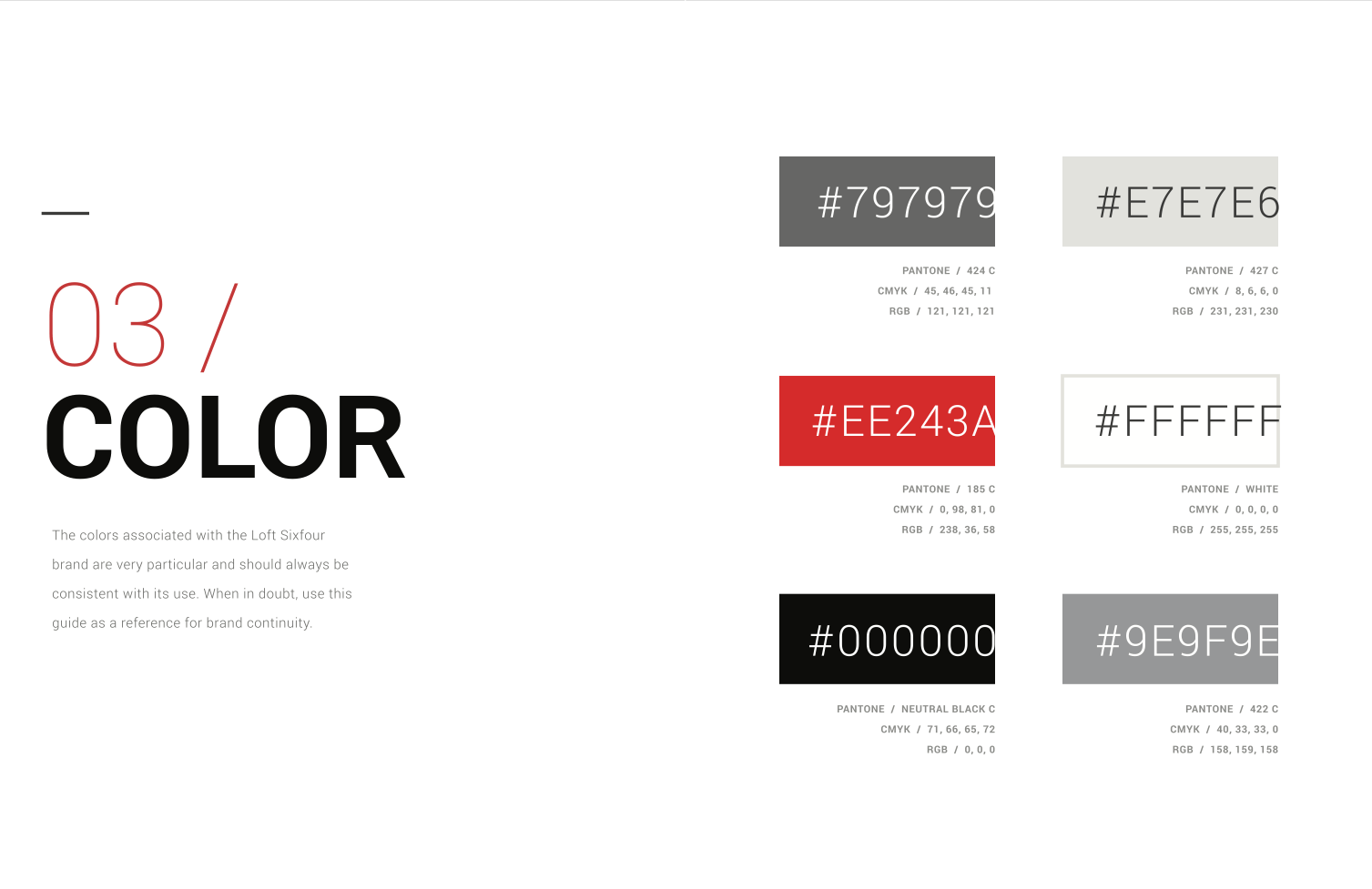 LOFT SIX FOUR Branding - colors