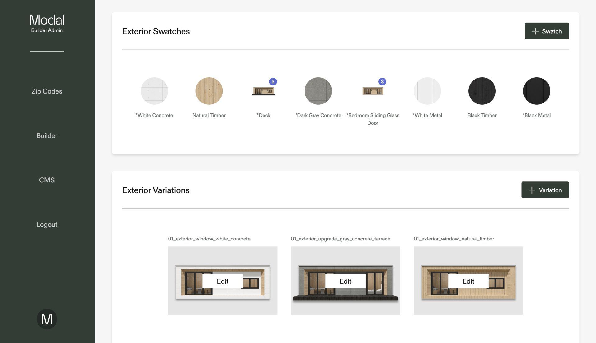 modal livng product admin interfaced