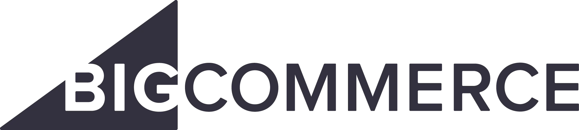 A black and white logo for bigcommerce on a white background