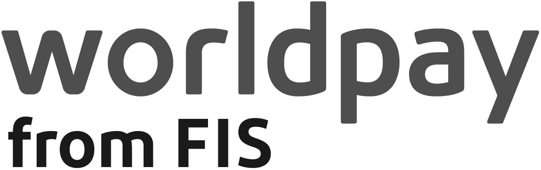 a logo for worldpay from fis is shown on a white background .