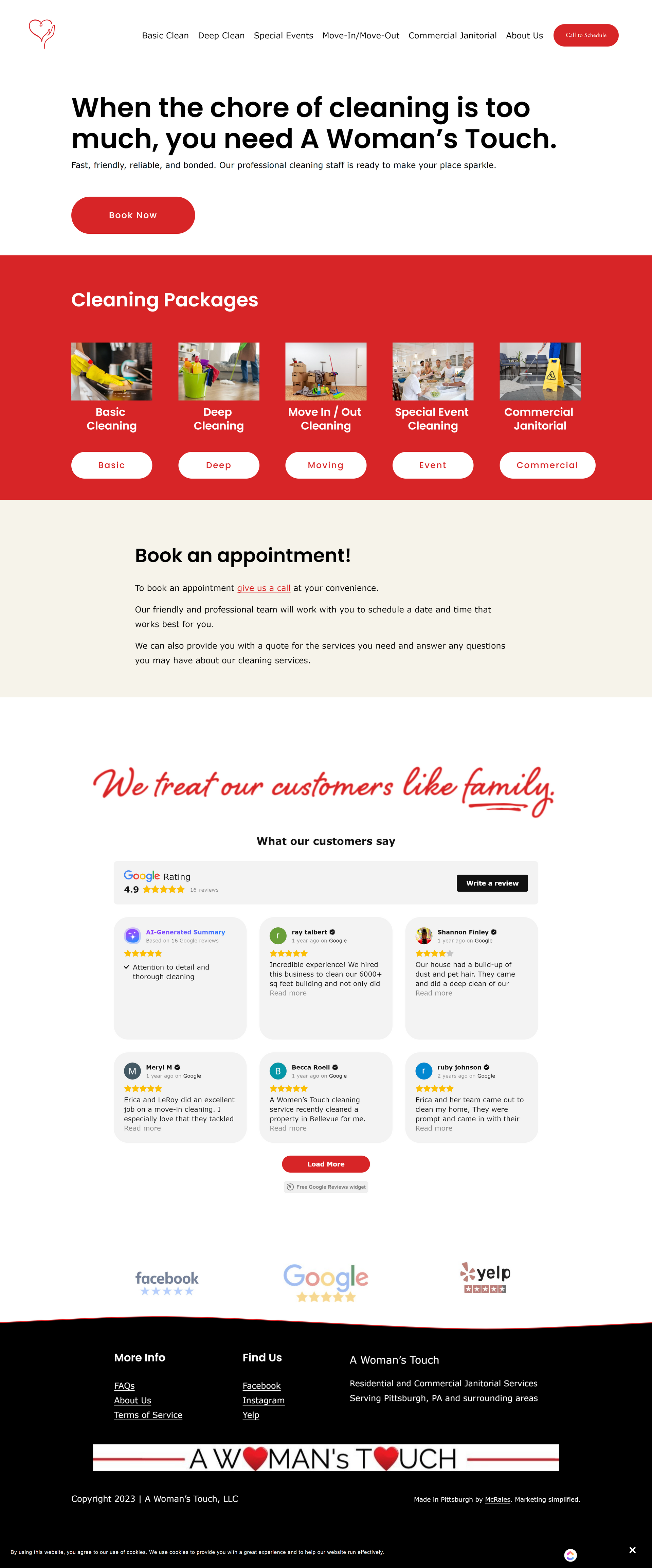 A screenshot of a website with a red background and white text.