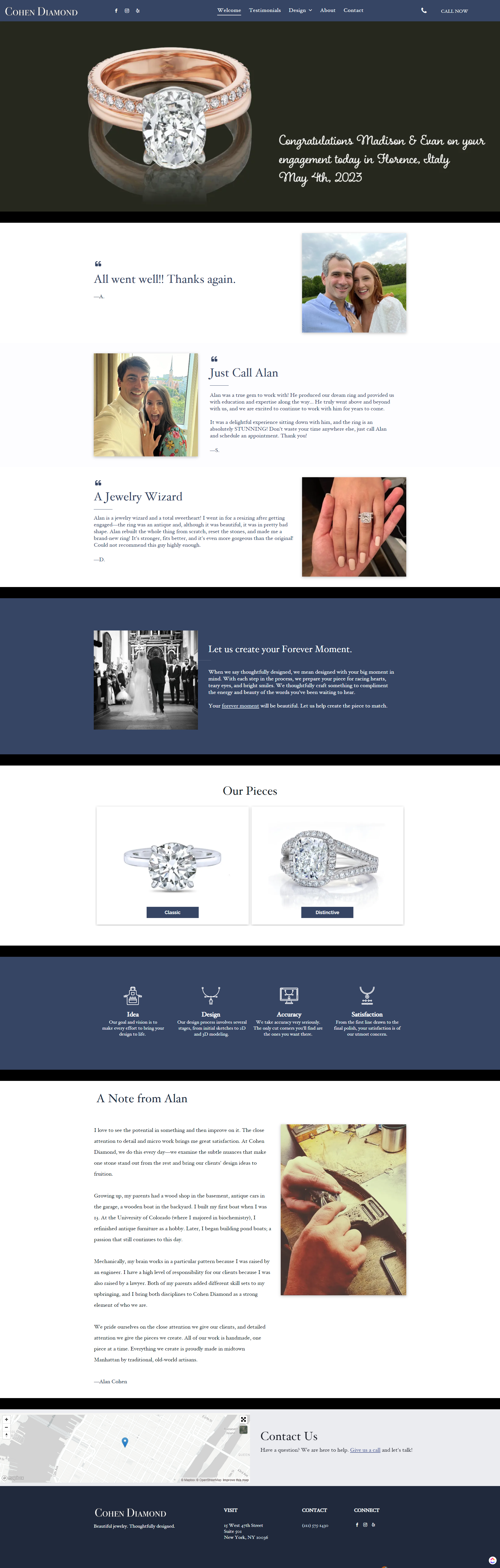 A screenshot of a website for a jewelry store.