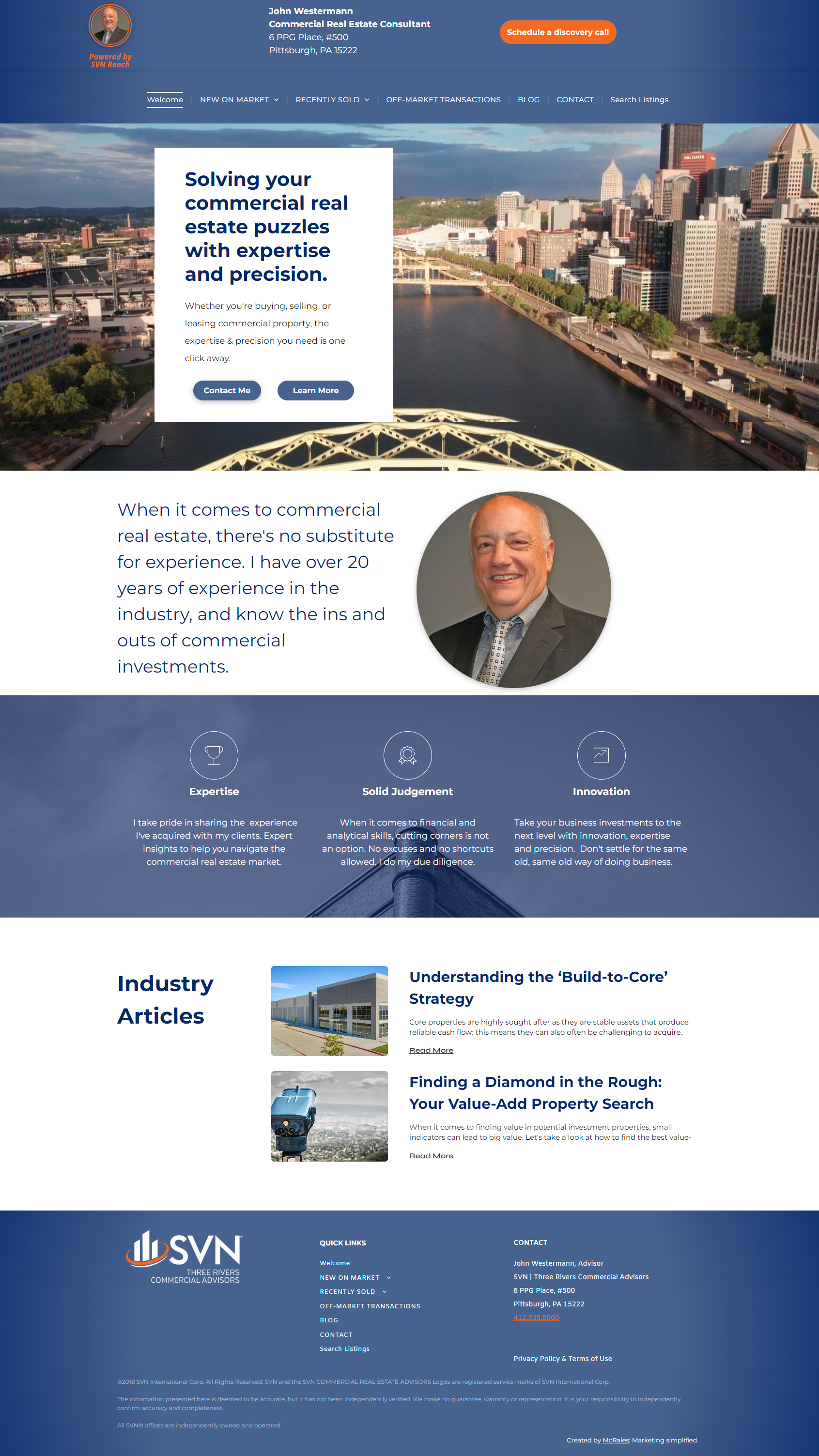 A screenshot of a website with a picture of a man and a river.
