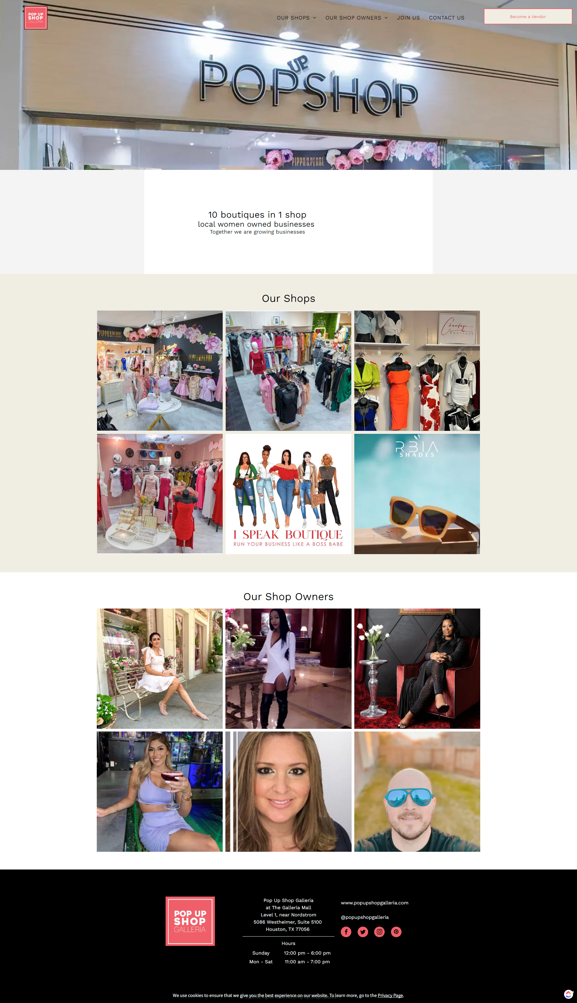 A screenshot of a website for a pop shop.