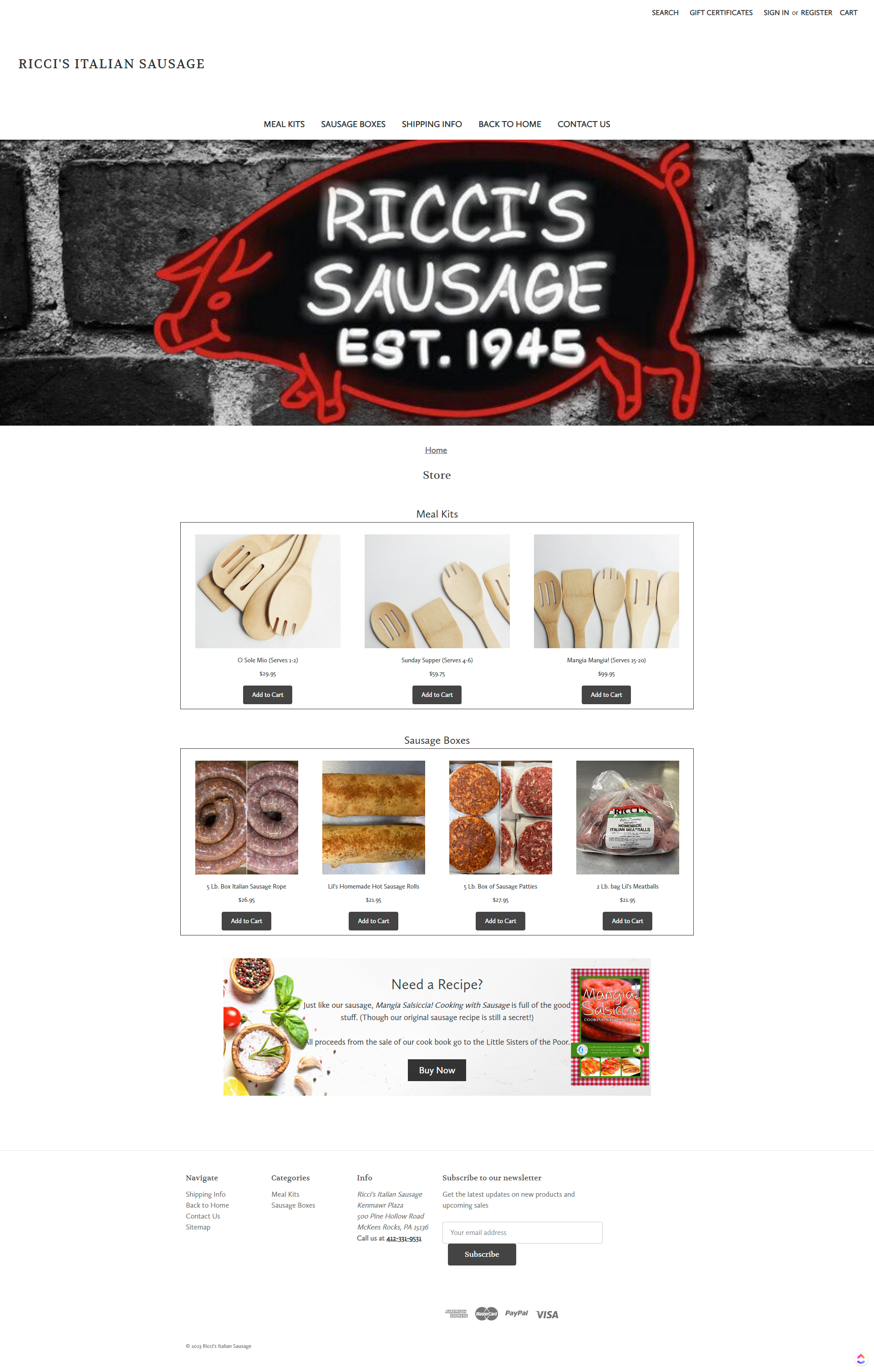 Ricci 's sausage est . 1945 is a website for a sausage shop.