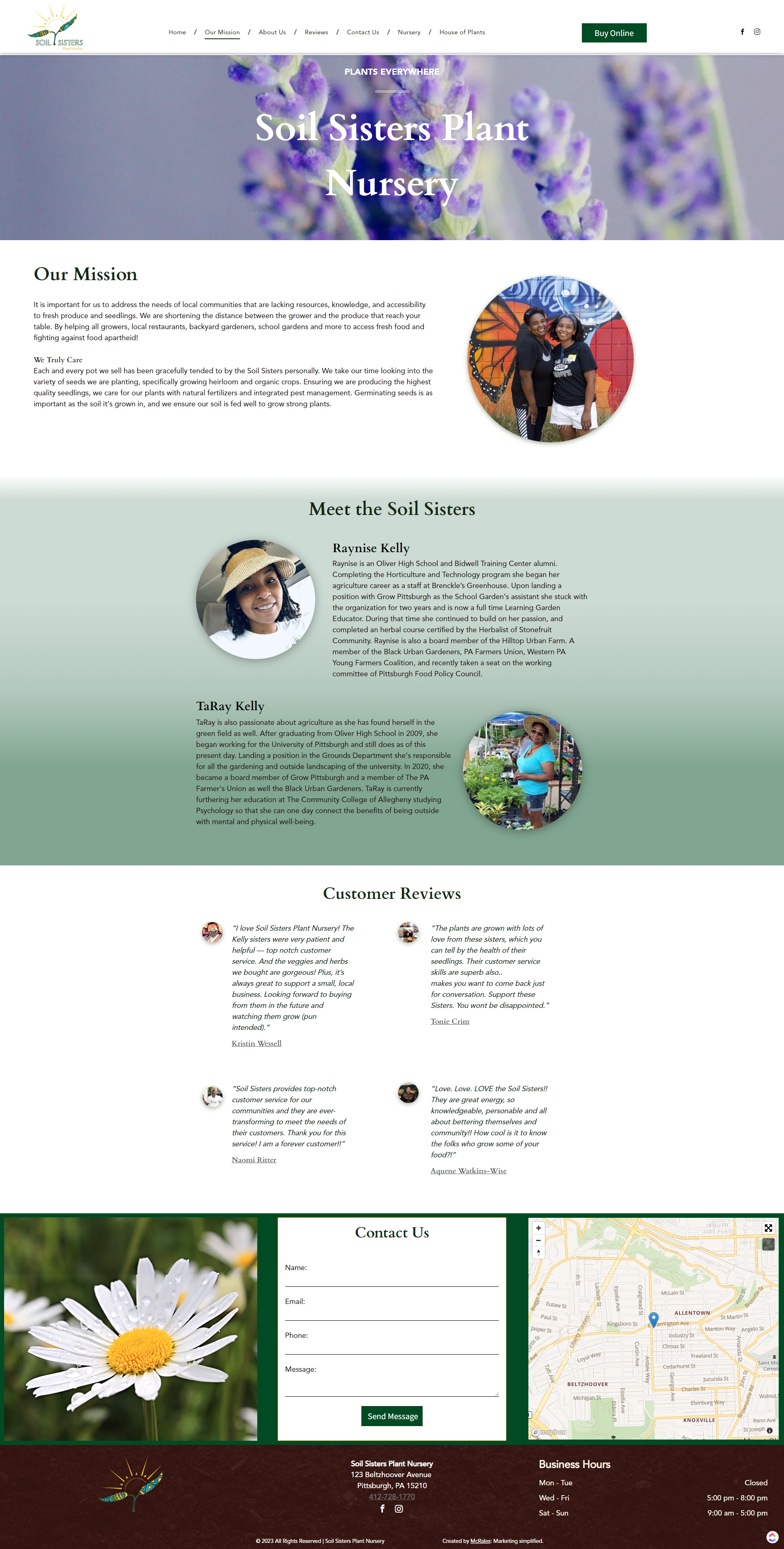 A screenshot of a website with a picture of a daisy on it.