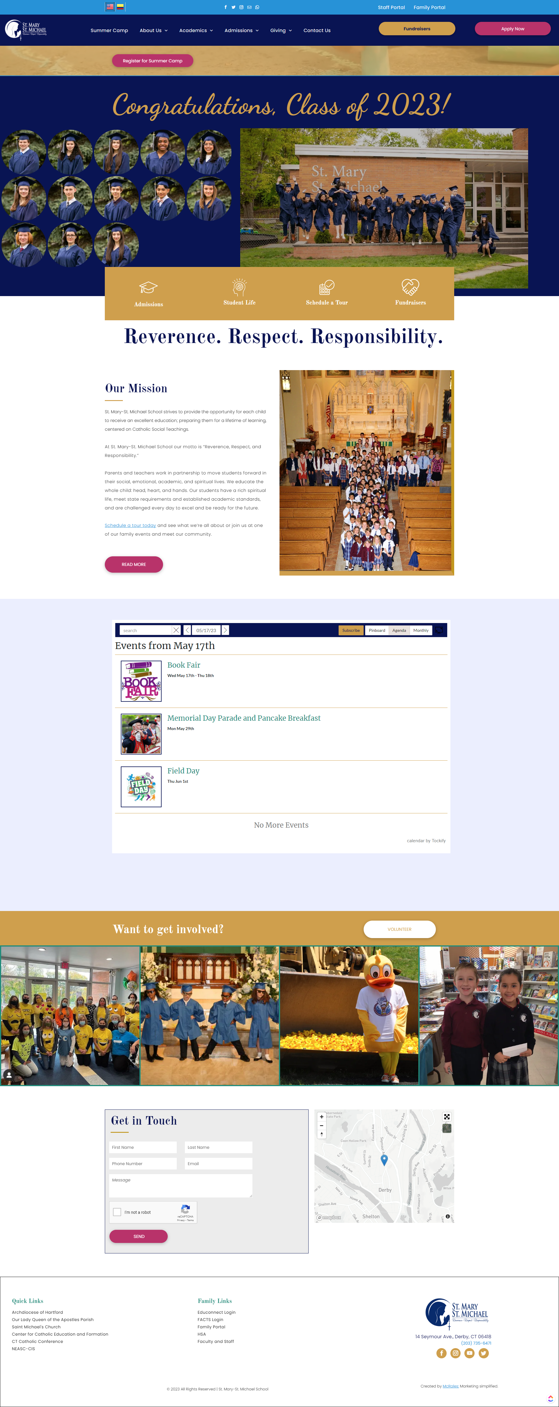 A screenshot of a website for a school.