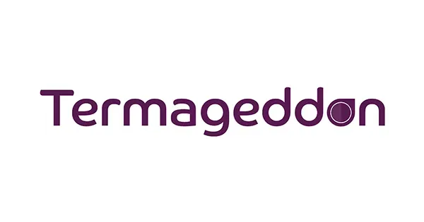 The logo for termageddon is purple and white on a white background.