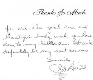 Ron's Auto Refinishers Testimonials — Handwritten of Happy Customer in Missoula, MT