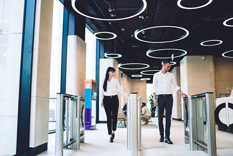 a building with cop car