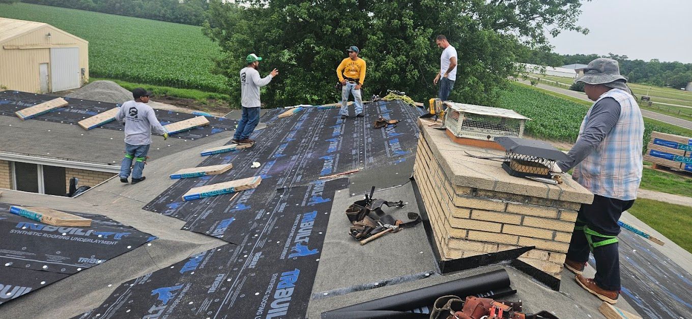Storm damage roof repair near Crown Point, IN
