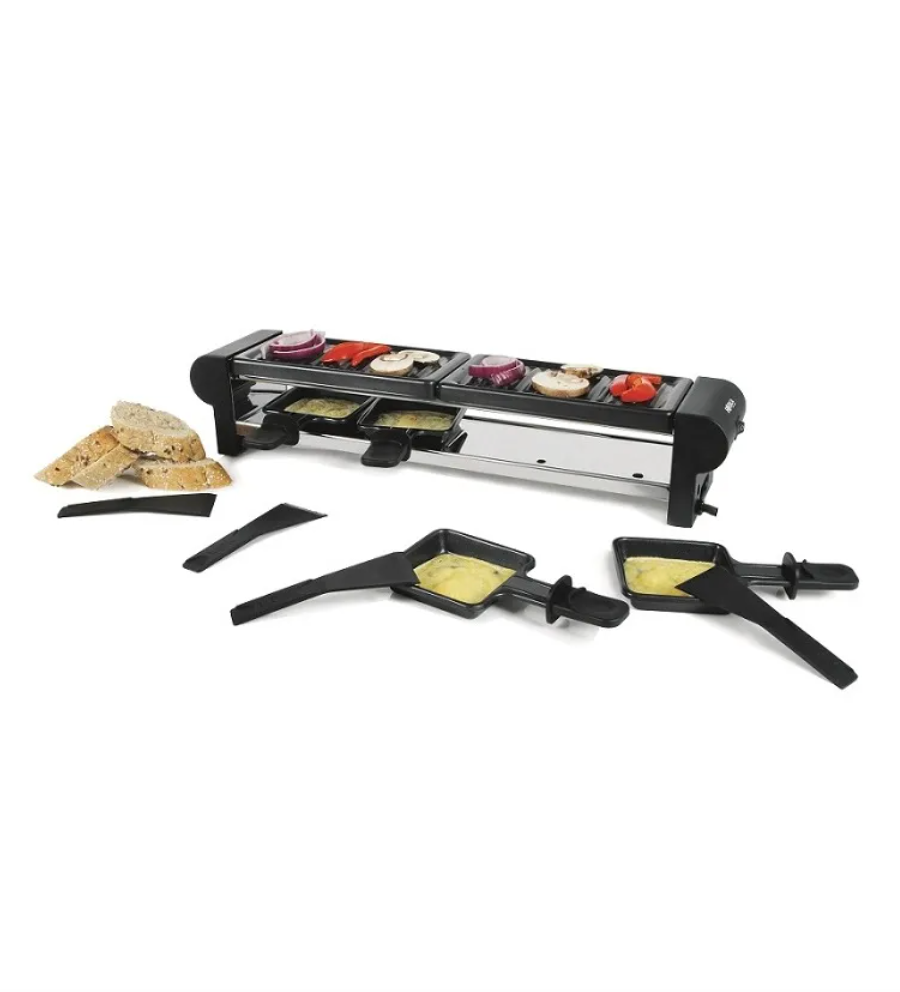 Uma máquina de raclette com vários utensílios em cima
