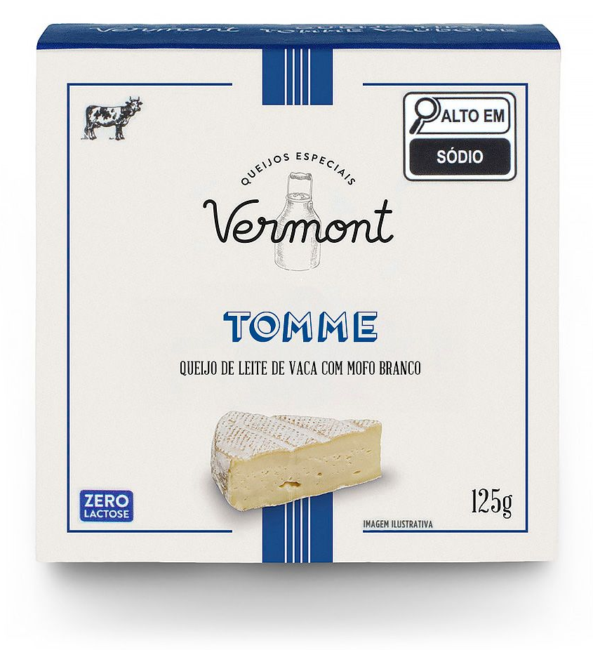 Uma caixa de queijo vermont com uma fatia de queijo dentro