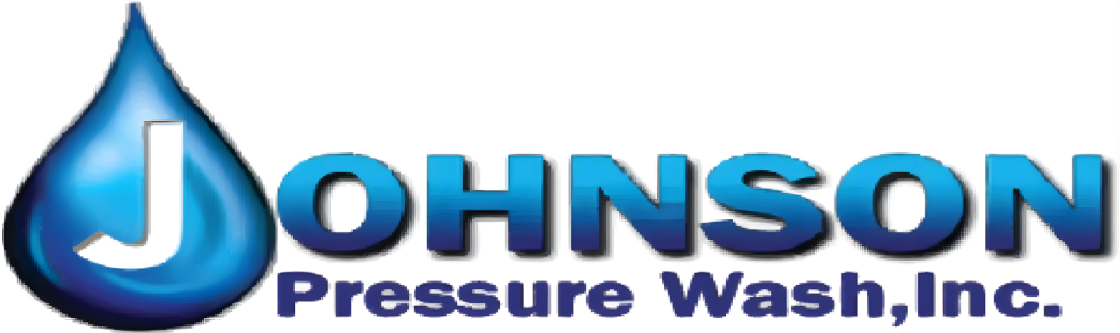 Logo for Johnson Pressure Wash, Inc. Features blue water droplet with white 