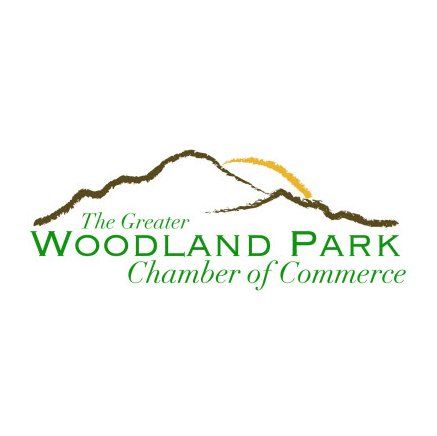 The logo for the greater woodland park chamber of commerce