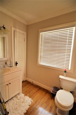 Bathroom with hardwood floor