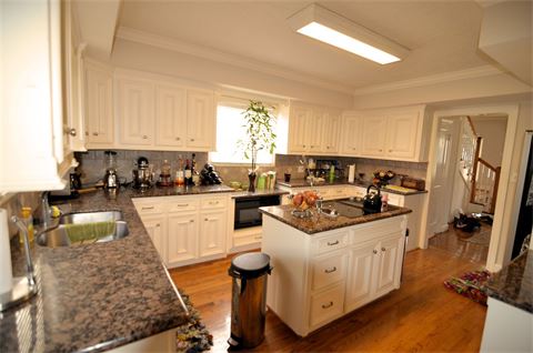 Kitchen with white cabinets