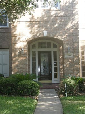 Front door of a brick house
